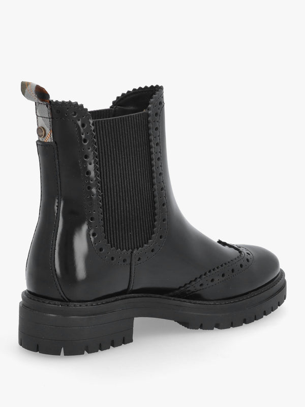 Barbour Fawne Black Leather Chelsea Boots