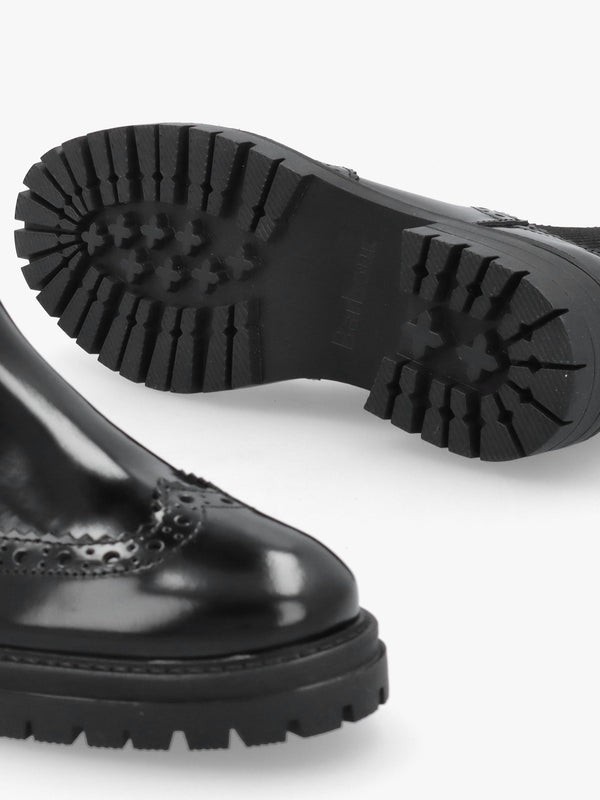 Barbour Fawne Black Leather Chelsea Boots