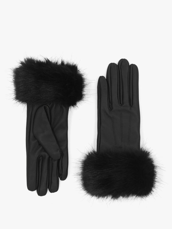 Barbour Faux-Fur Black Leather Driving Gloves
