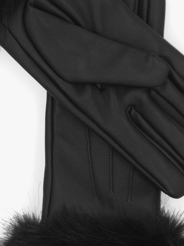 Barbour Faux-Fur Black Leather Driving Gloves
