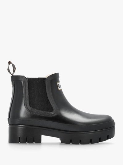 Halton Black Gloss Faux-Fur Lined Ankle Wellingtons