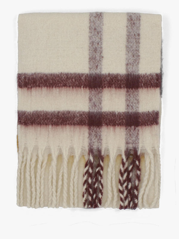 Barbour Isla Ecru Muted Tartan Bouclé Scarf