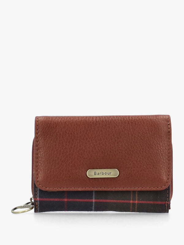 Barbour Rosa Leather Brown Classic Tartan French Purse