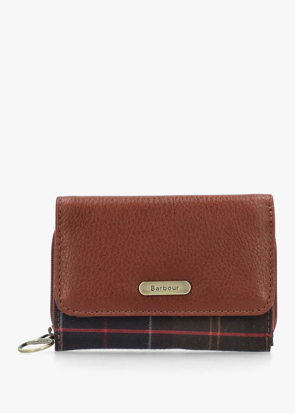 Barbour Rosa Leather Brown Classic Tartan French Purse