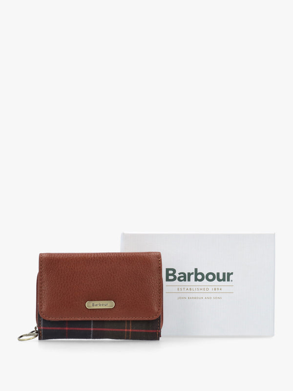 Barbour Rosa Leather Brown Classic Tartan French Purse