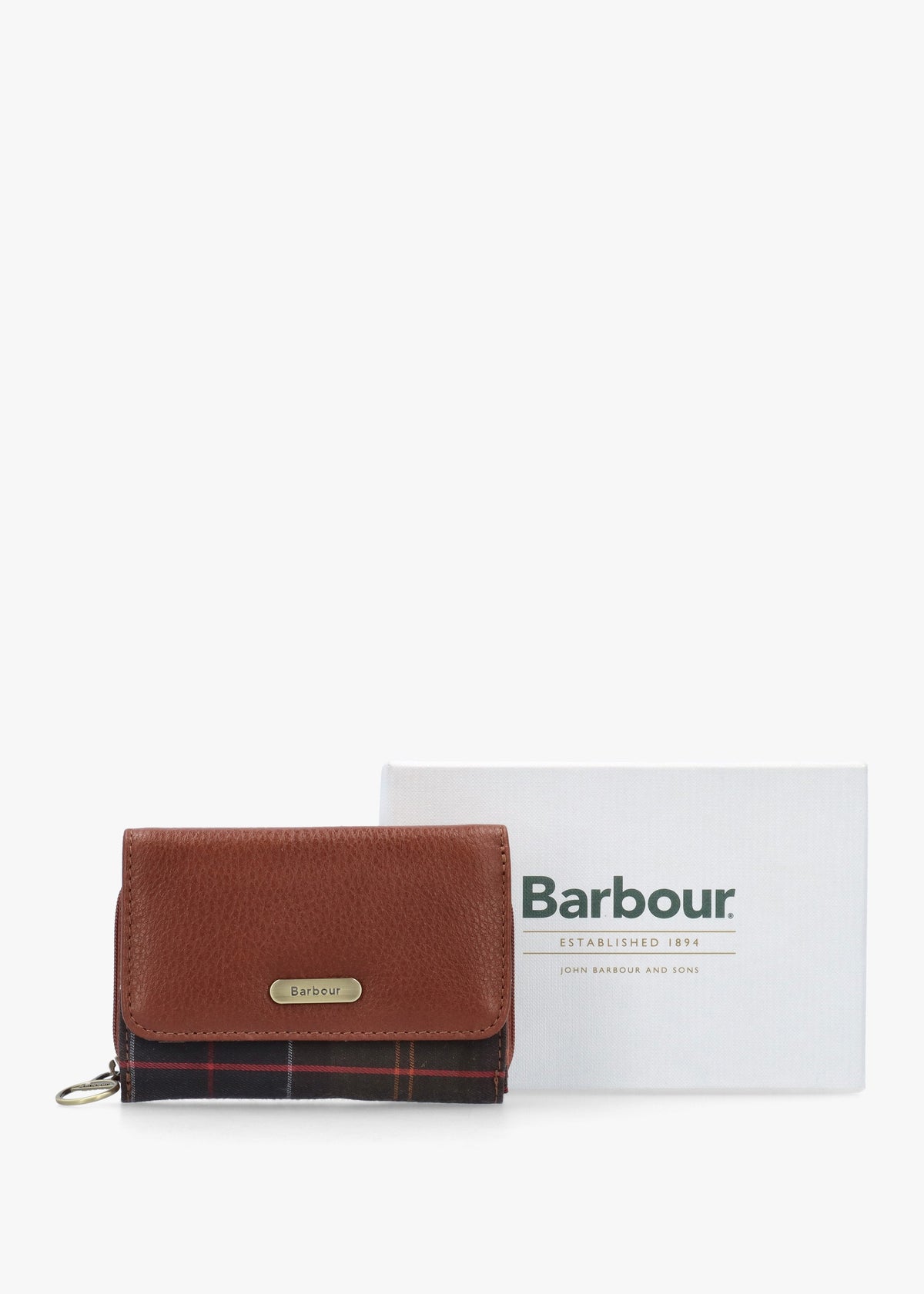 Barbour Rosa Leather Brown Classic Tartan French Purse