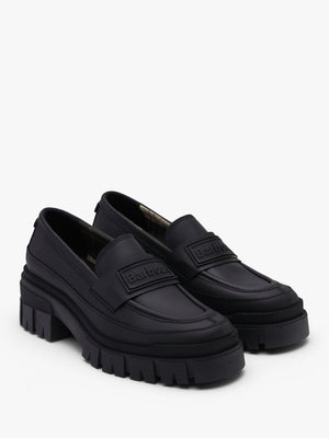 Barbour Sara Black Leather Chunky Loafers