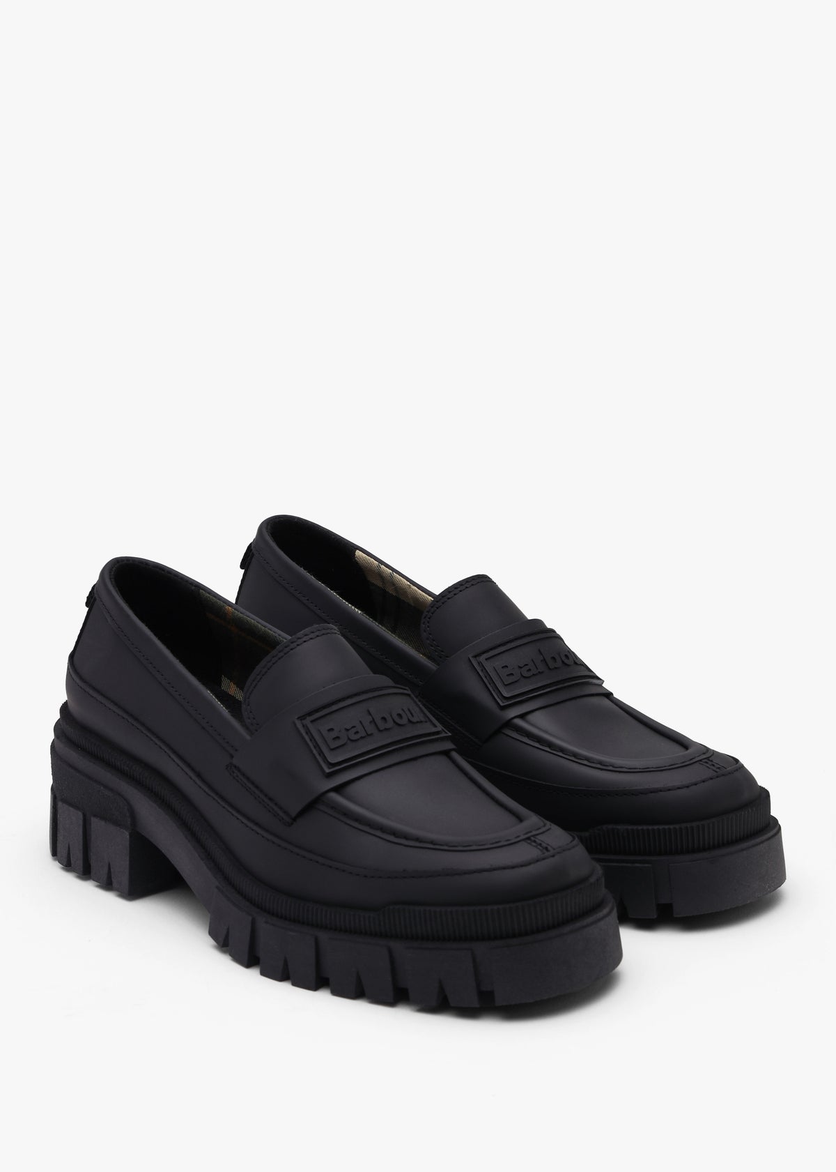 Barbour Sara Black Leather Chunky Loafers
