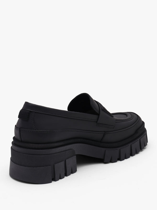 Barbour Sara Black Leather Chunky Loafers