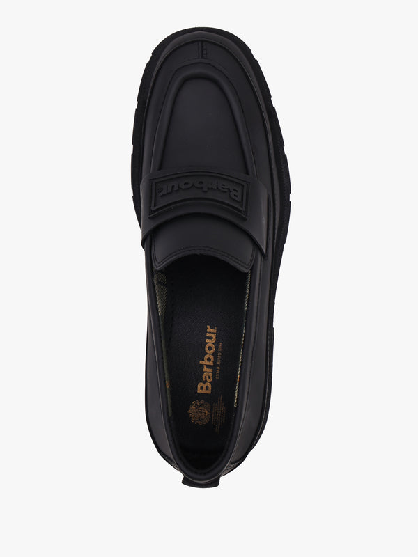 Barbour Sara Black Leather Chunky Loafers