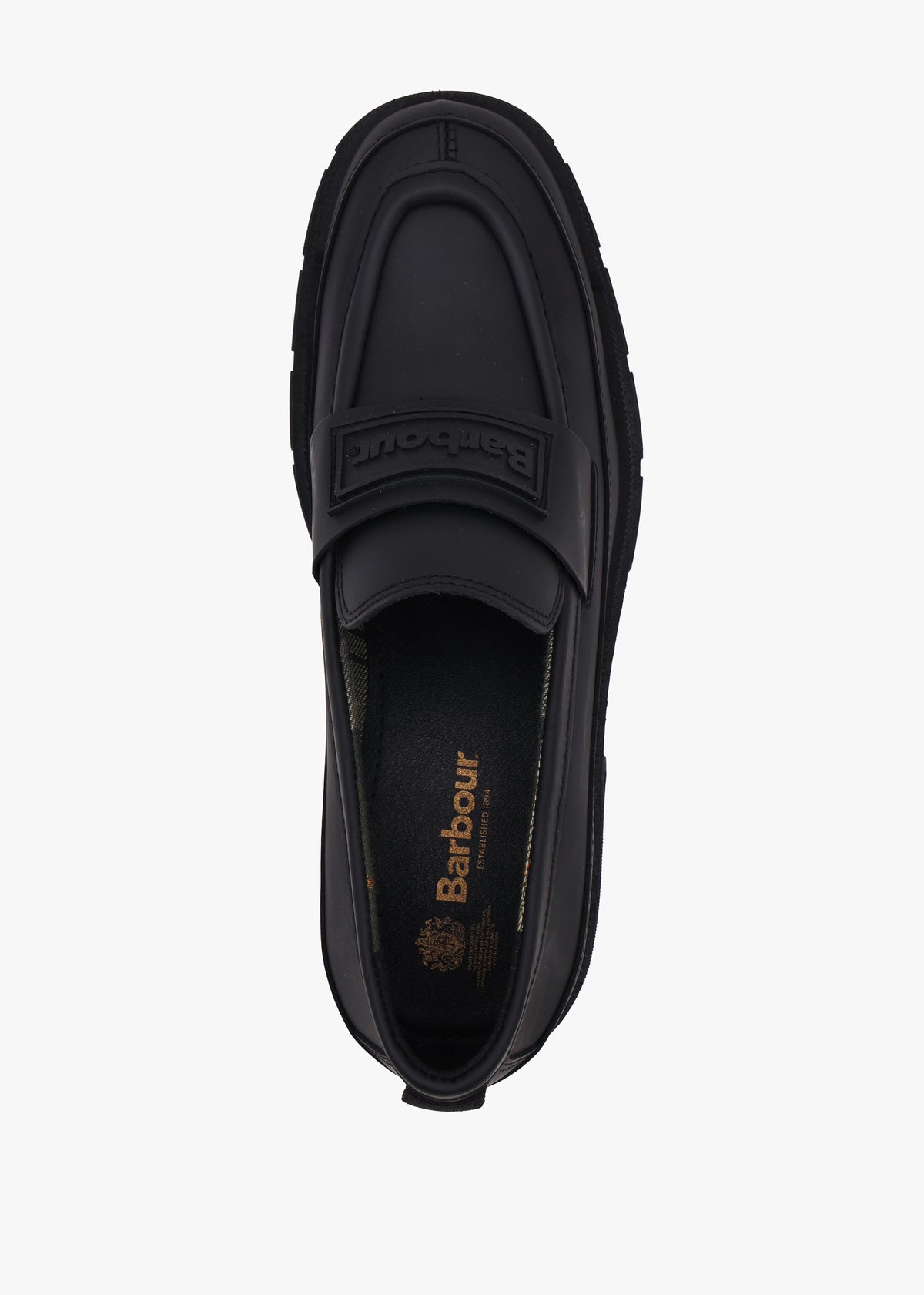 Barbour Sara Black Leather Chunky Loafers