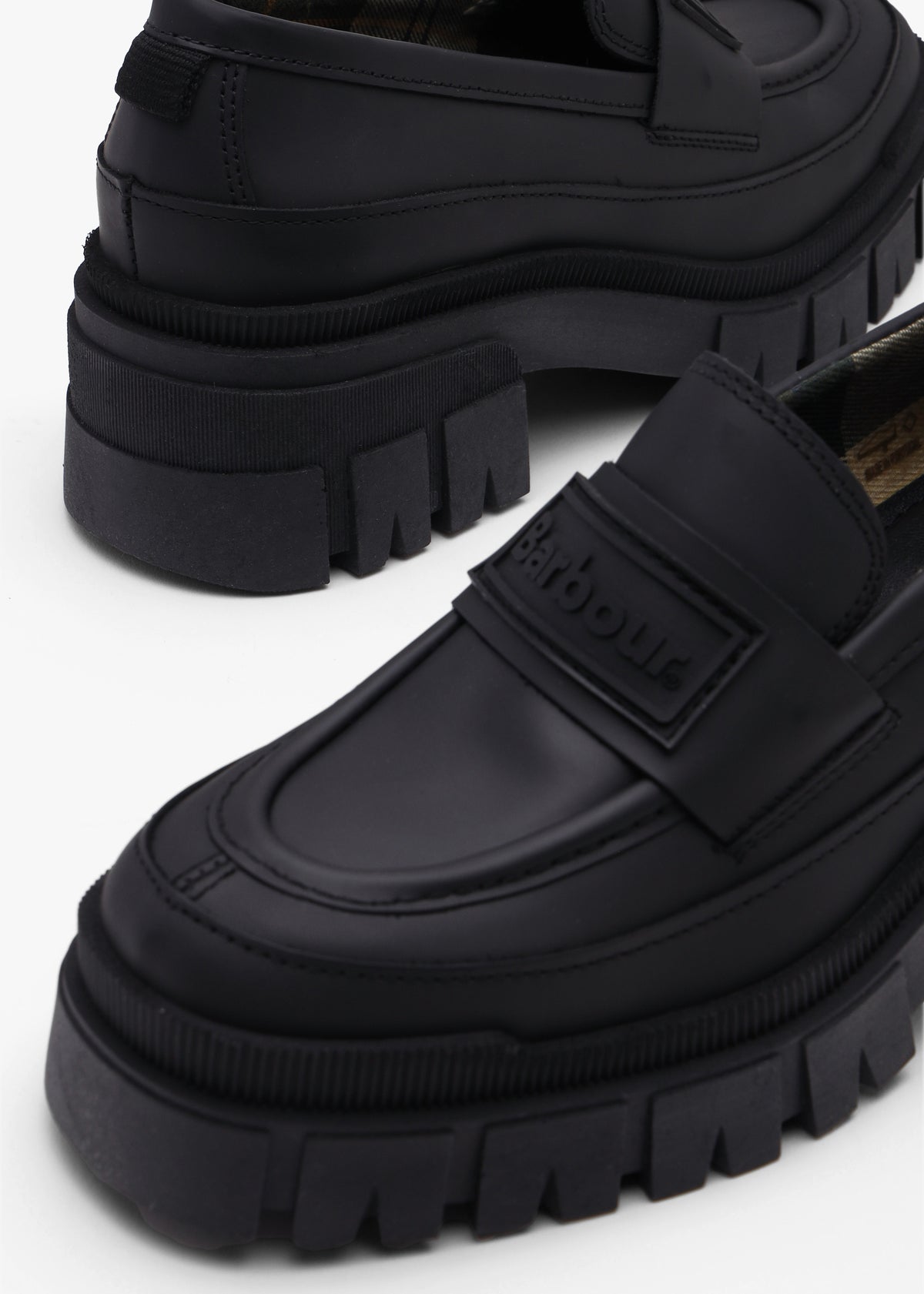 Barbour Sara Black Leather Chunky Loafers