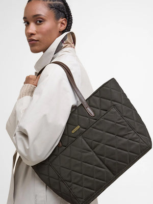 Barbour Quilted Olive Tote Bag