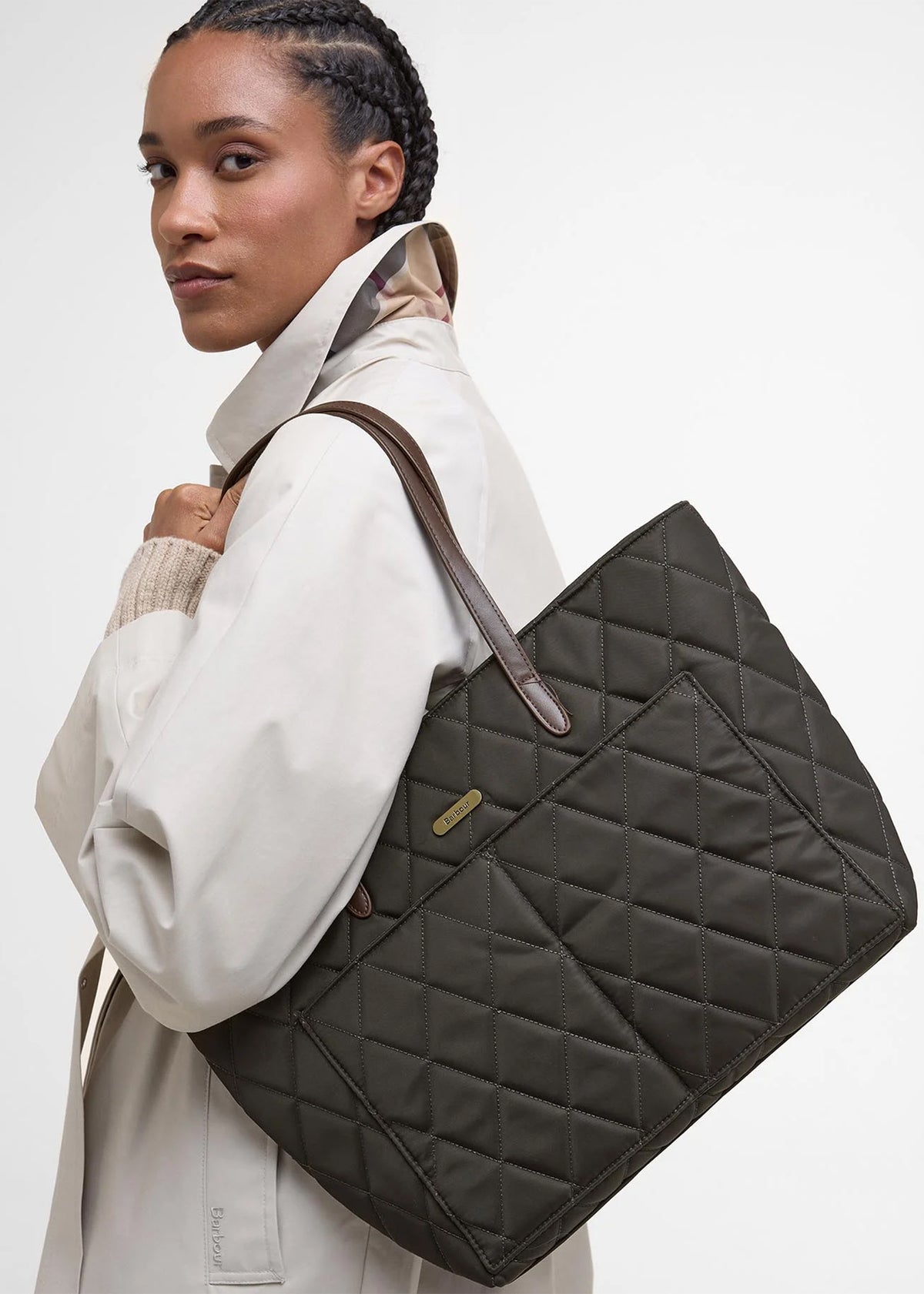 Barbour Quilted Olive Tote Bag