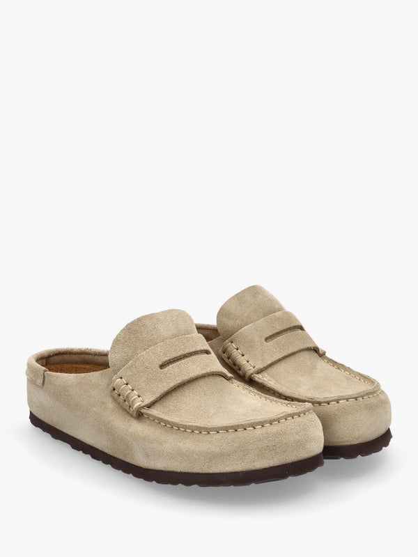 Birkenstock Women’s Naples Wrapped Taupe Suede Clogs
