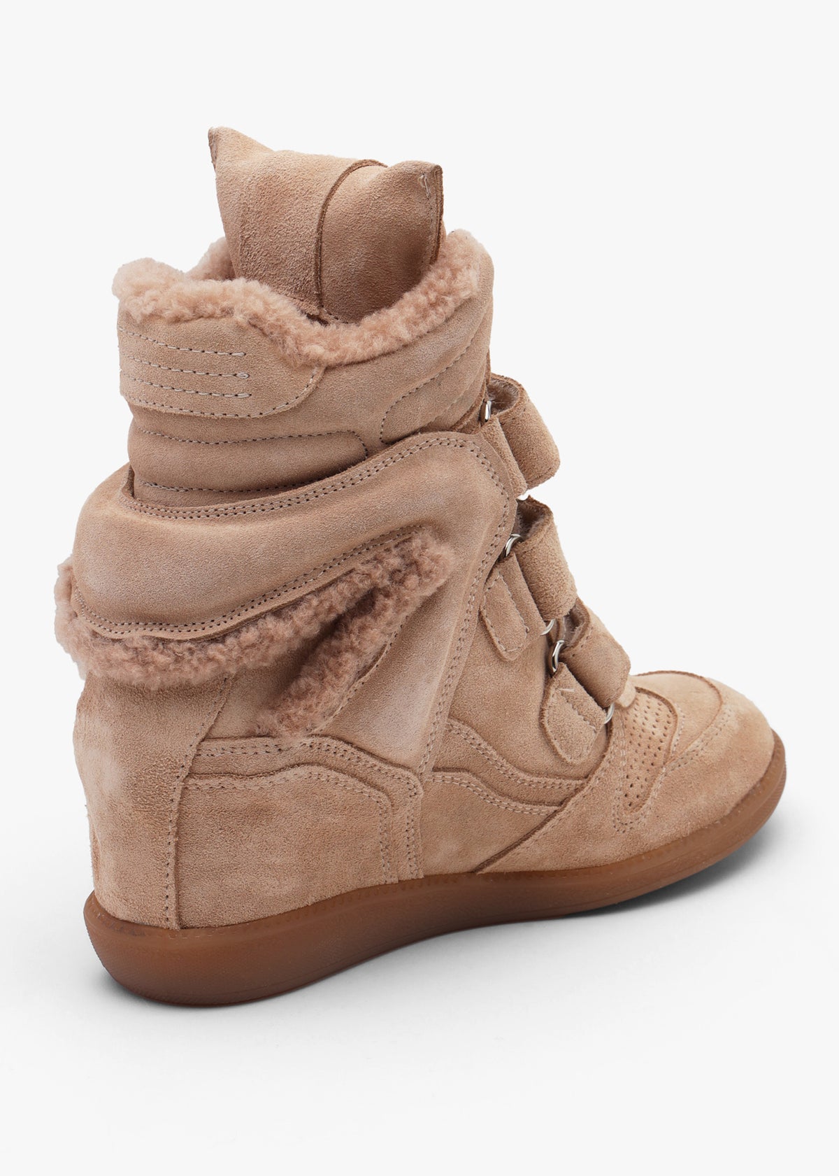 Bronx JAE-YY Beige Suede Shearling High Top Wedge Trainers