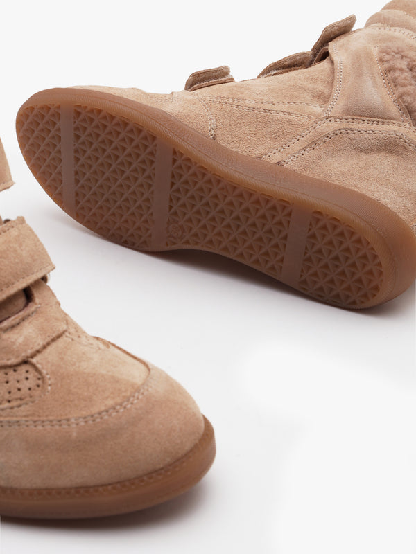 Bronx JAE-YY Beige Suede Shearling High Top Wedge Trainers