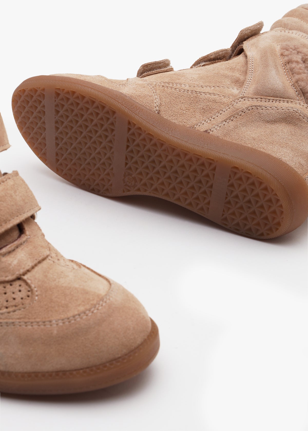 Bronx JAE-YY Beige Suede Shearling High Top Wedge Trainers