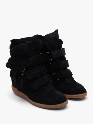 Bronx JAE-YY Black Suede Shearling High Top Wedge Trainers