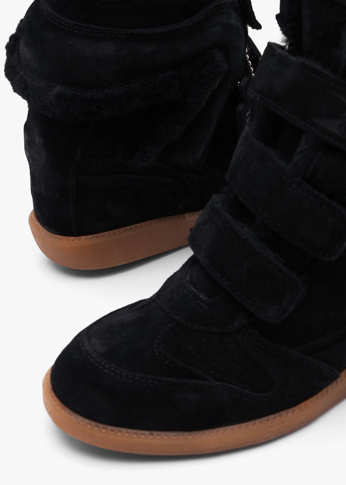 Bronx JAE-YY Black Suede Shearling High Top Wedge Trainers