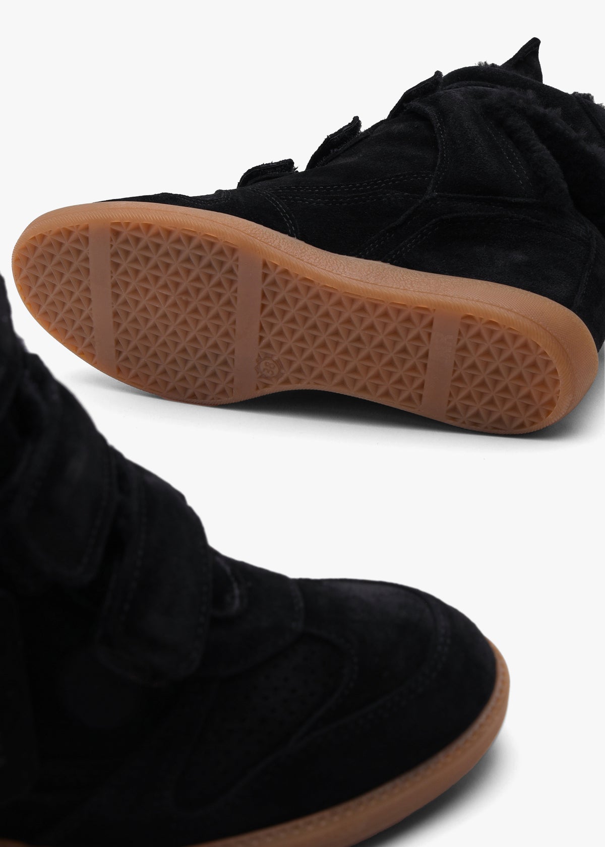 Bronx JAE-YY Black Suede Shearling High Top Wedge Trainers