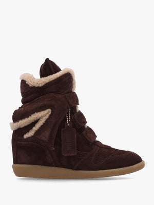 Bronx JAE-YY Brown Suede Shearling High Top Wedge Trainers
