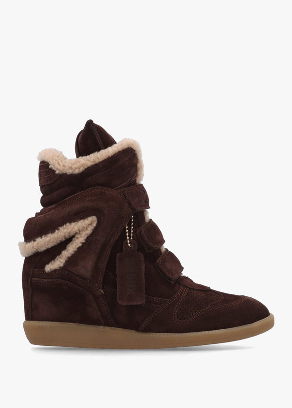 Bronx JAE-YY Brown Suede Shearling High Top Wedge Trainers