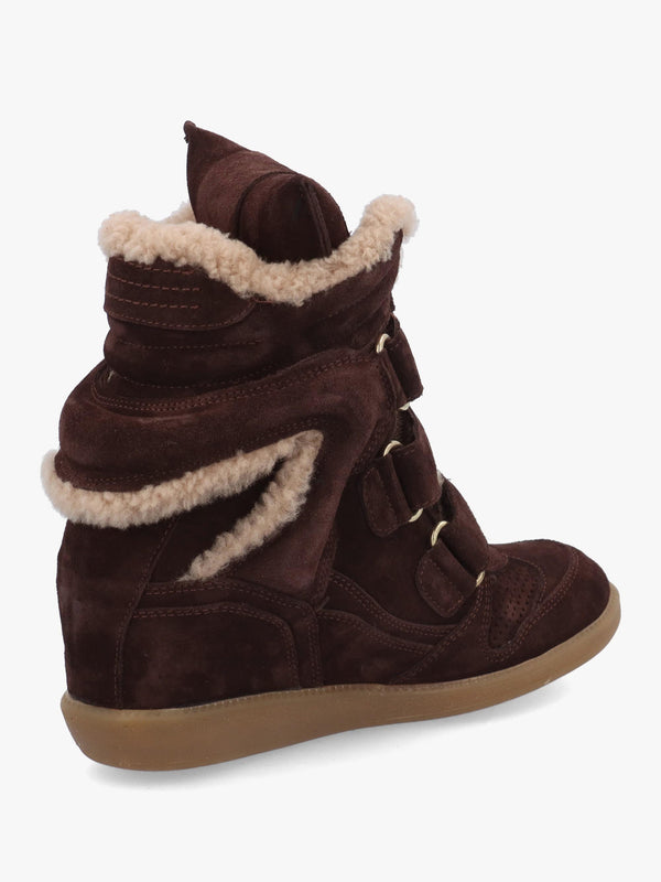Bronx JAE-YY Brown Suede Shearling High Top Wedge Trainers