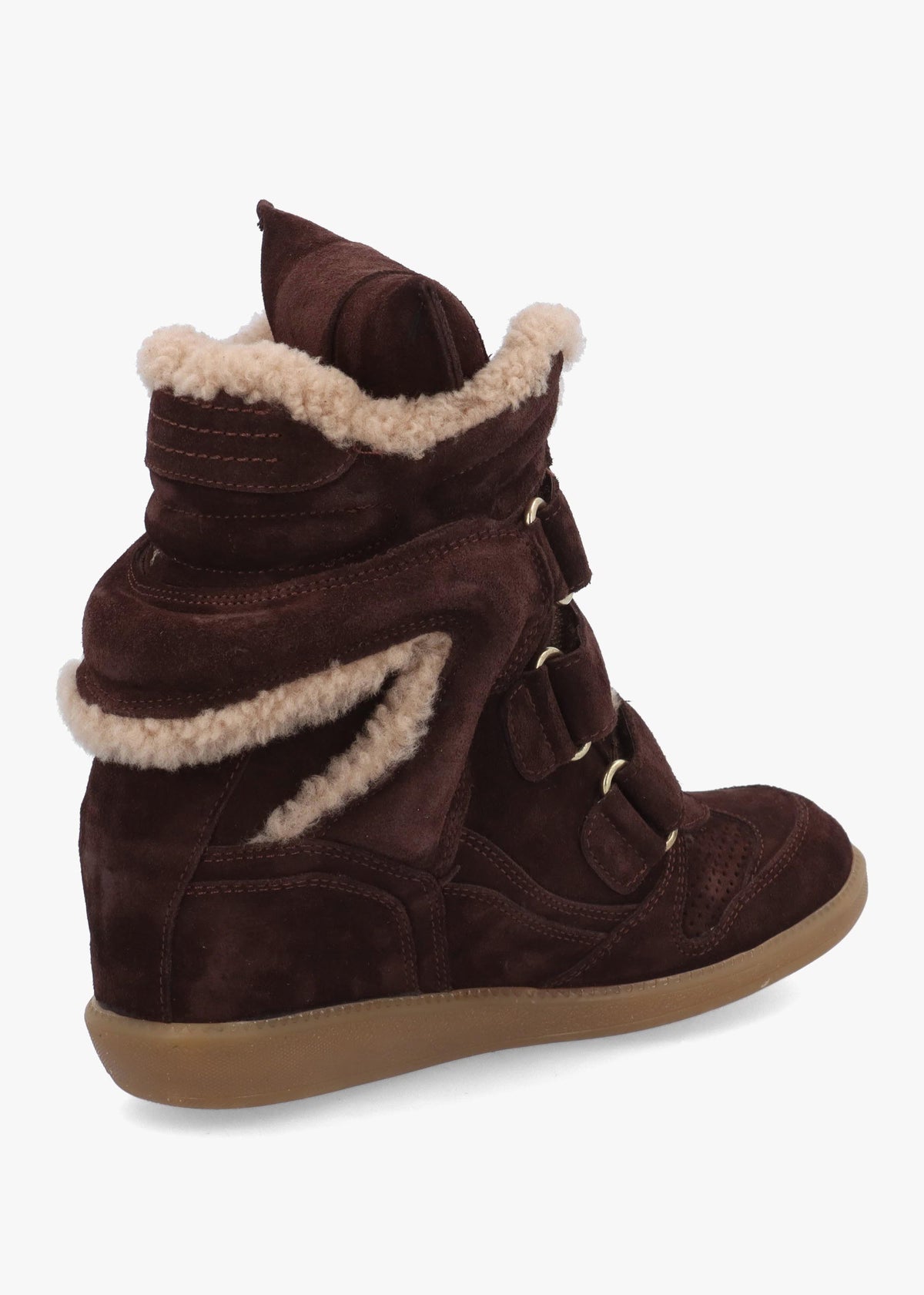 Bronx JAE-YY Brown Suede Shearling High Top Wedge Trainers