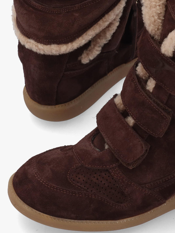 Bronx JAE-YY Brown Suede Shearling High Top Wedge Trainers