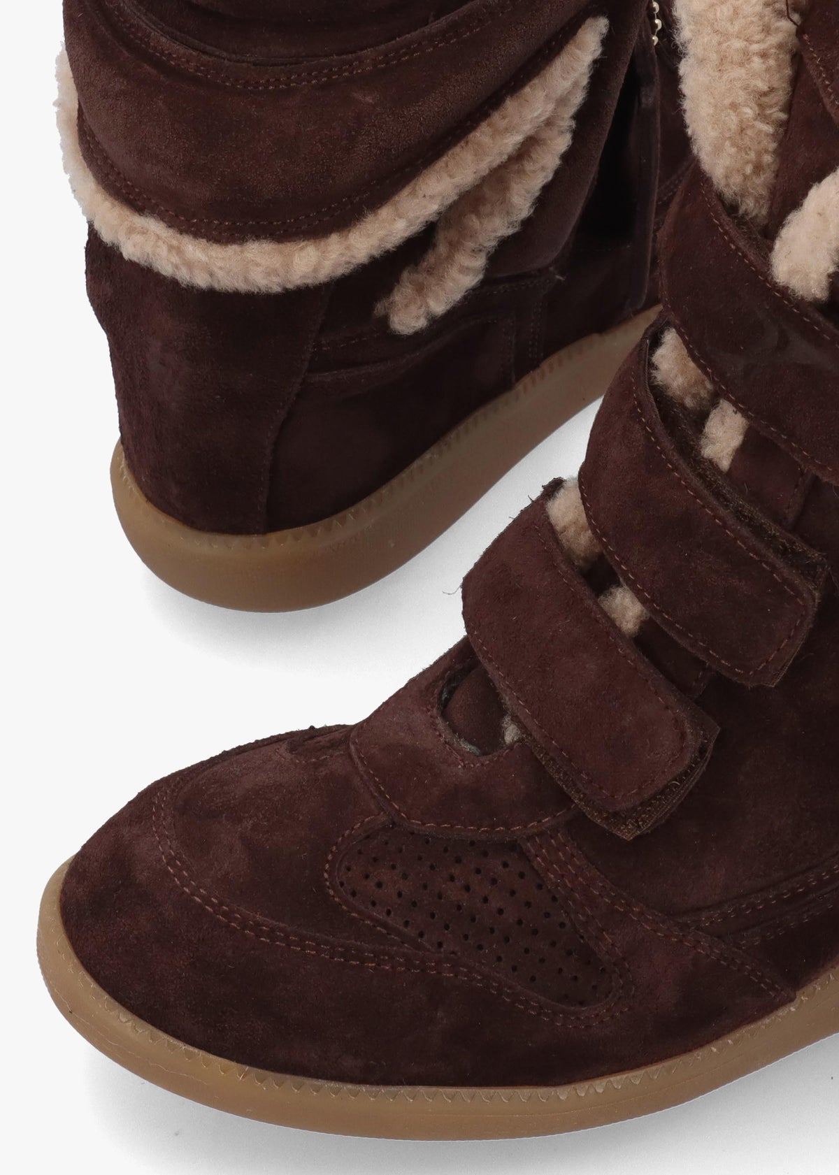 Bronx JAE-YY Brown Suede Shearling High Top Wedge Trainers