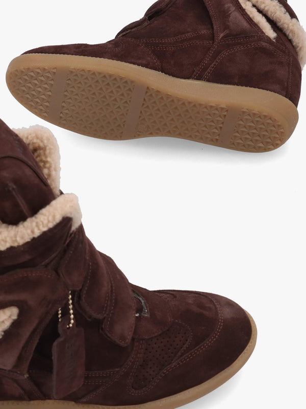 Bronx JAE-YY Brown Suede Shearling High Top Wedge Trainers