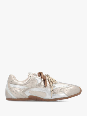 MYR-AA Silver & Gold Metallic Leather Low Profile Trainers