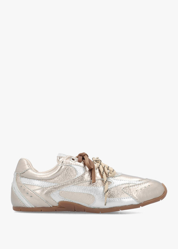 MYR-AA Silver & Gold Metallic Leather Low Profile Trainers
