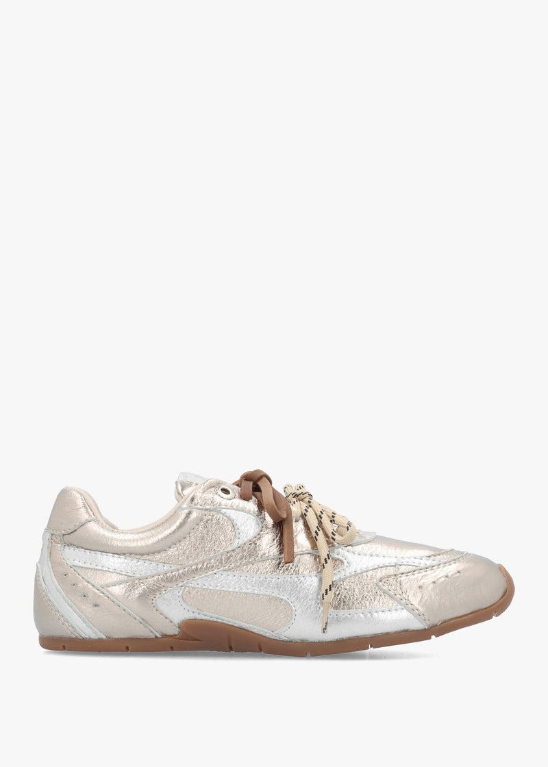MYR-AA Silver & Gold Metallic Leather Low Profile Trainers