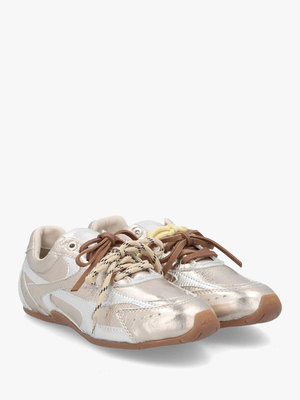 MYR-AA Silver & Gold Metallic Leather Low Profile Trainers