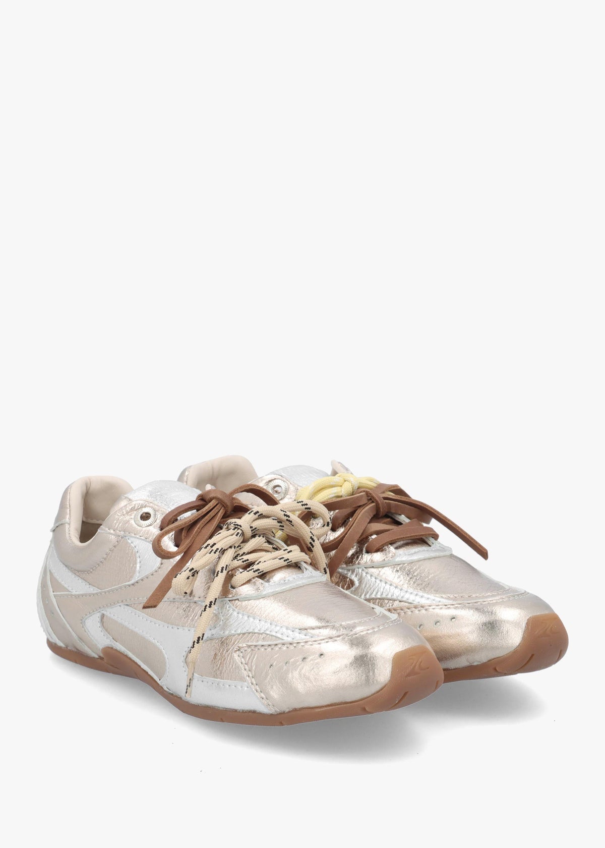 MYR-AA Silver & Gold Metallic Leather Low Profile Trainers