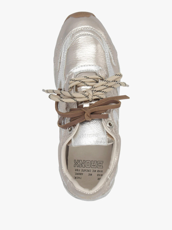 MYR-AA Silver & Gold Metallic Leather Low Profile Trainers