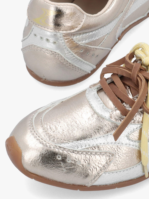 MYR-AA Silver & Gold Metallic Leather Low Profile Trainers