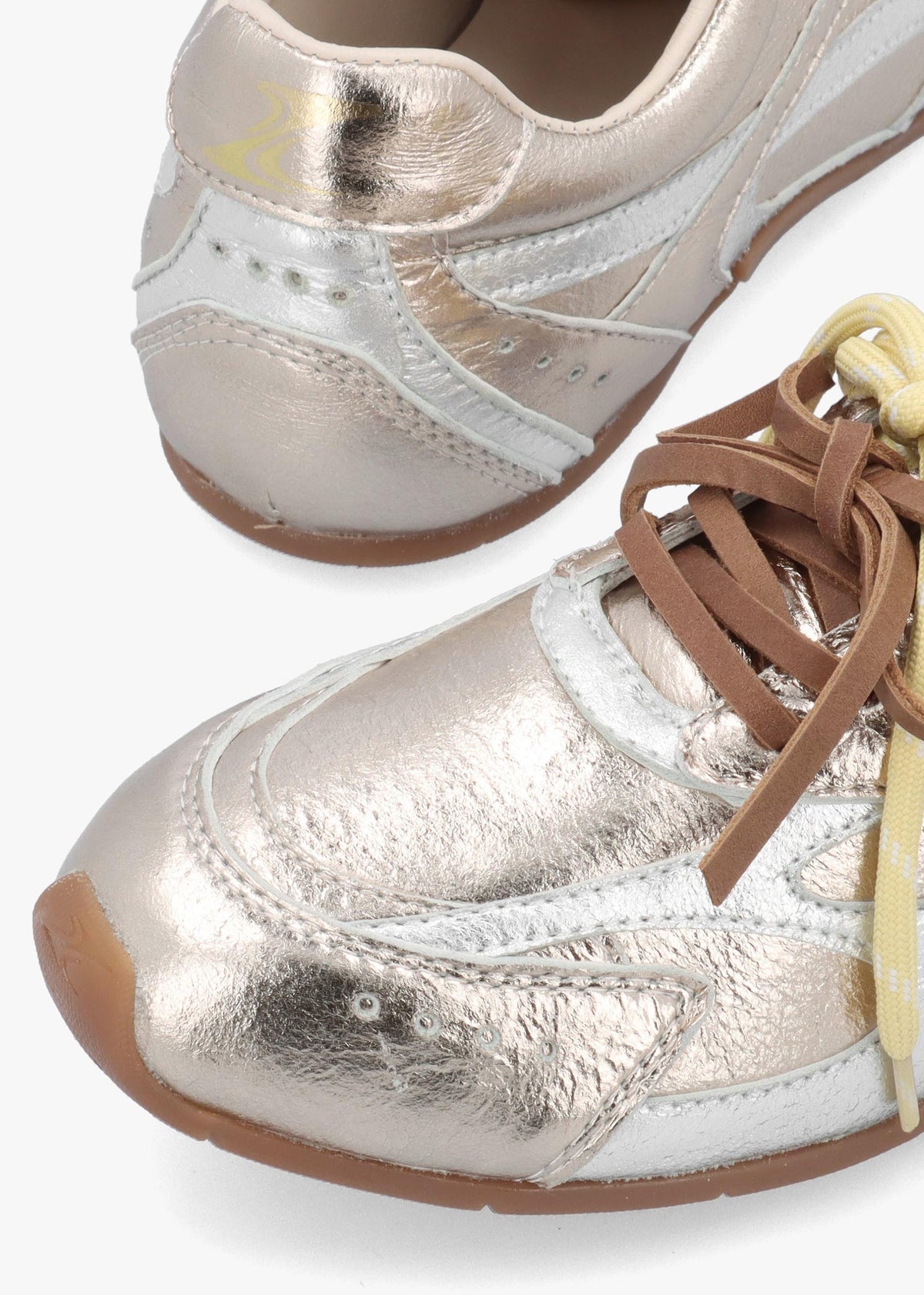 MYR-AA Silver & Gold Metallic Leather Low Profile Trainers