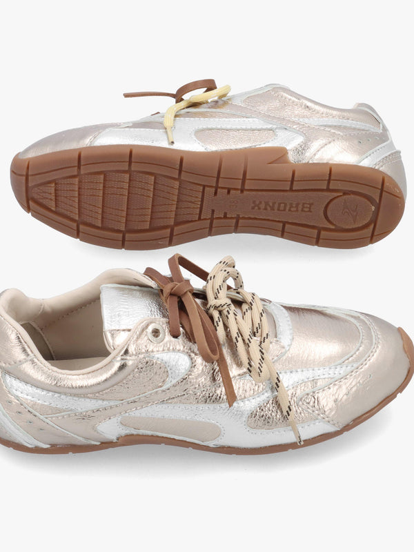 MYR-AA Silver & Gold Metallic Leather Low Profile Trainers