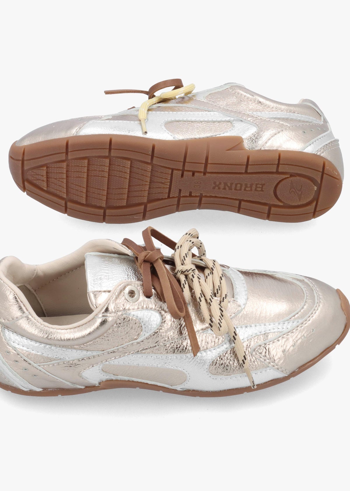 MYR-AA Silver & Gold Metallic Leather Low Profile Trainers