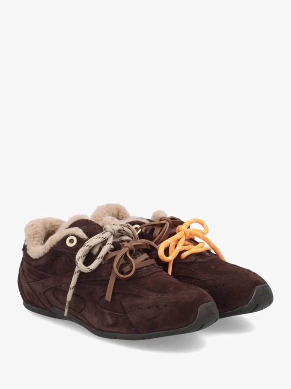 MYR-AA Brown Suede Shearling Low Top Trainers