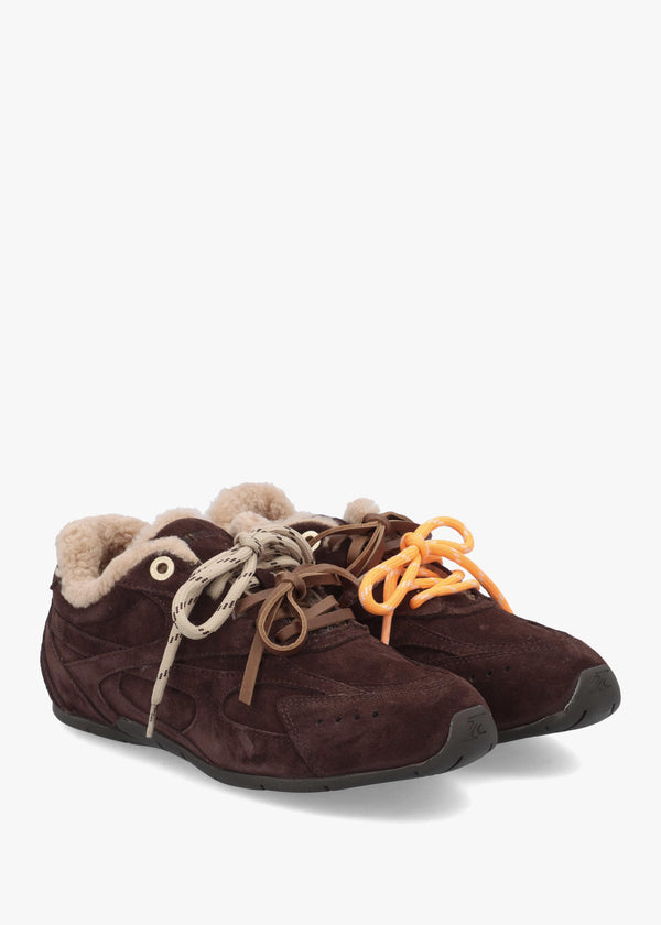 MYR-AA Brown Suede Shearling Low Top Trainers
