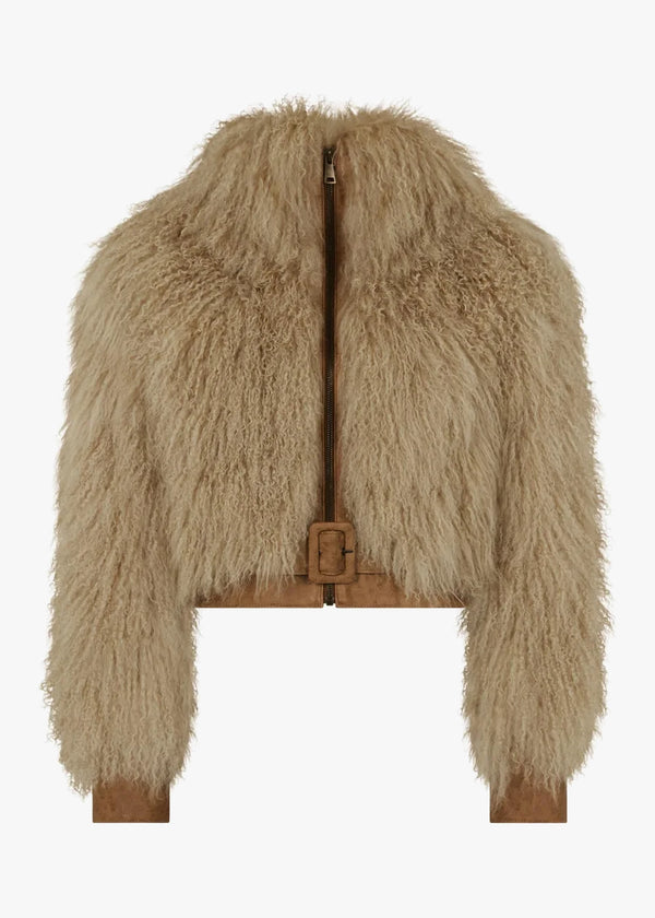 CHARLOTTE SIMONE Bambi Biscuit Mongolian Lambswool Jacket