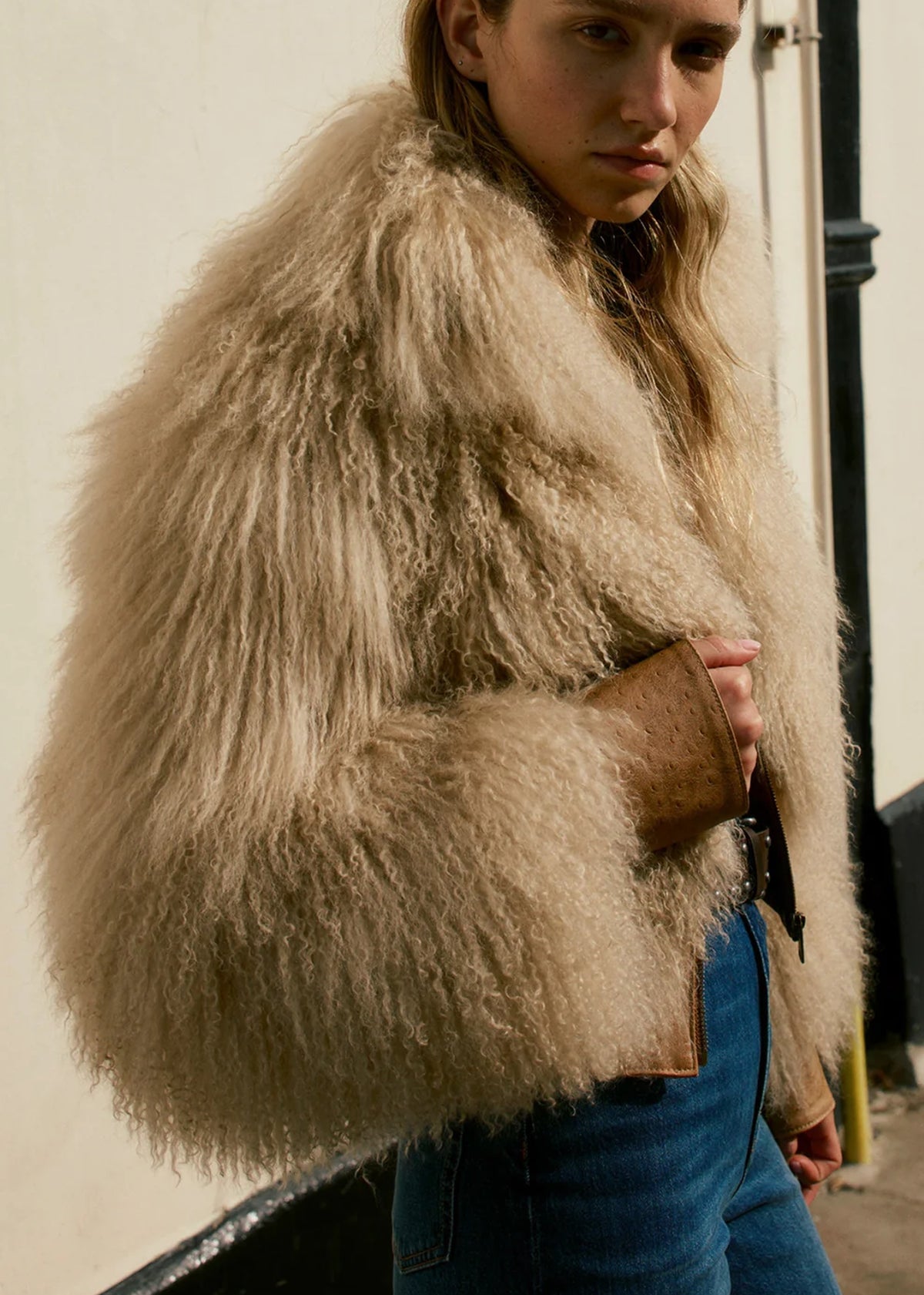 Bambi Biscuit Mongolian Lambswool Jacket