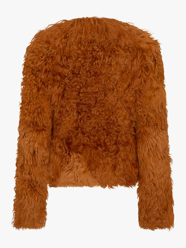 Clementine Cinnamon Shearling Lambswool Trim Jacket
