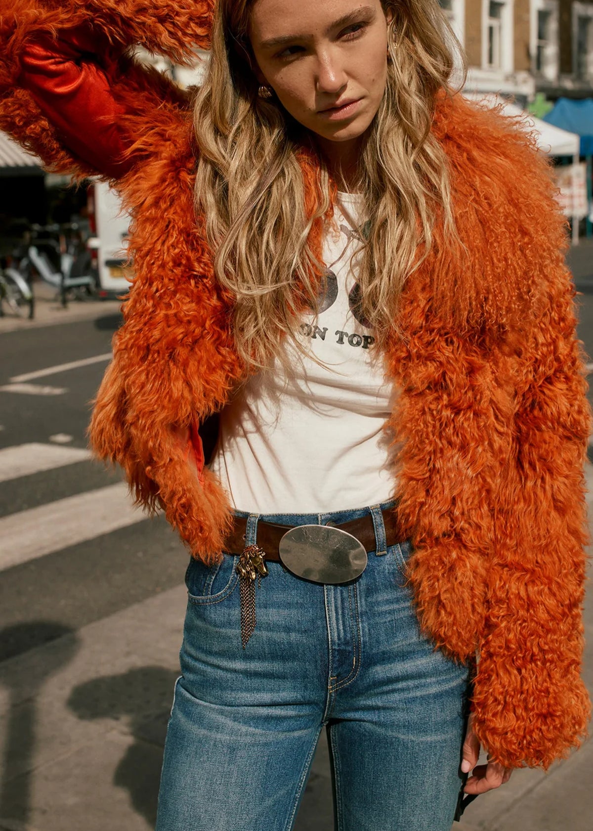 Clementine Cinnamon Shearling Lambswool Trim Jacket