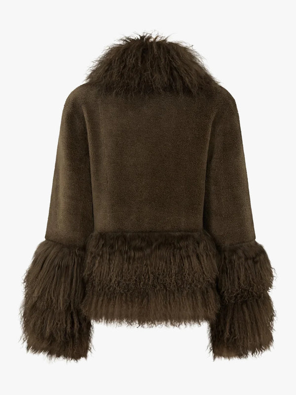 Clover Khaki Wool Lambswool Trim Jacket