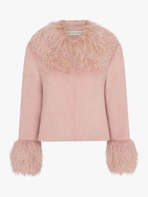 CHARLOTTE SIMONE Dolly Strawberry Milk Lambswool Trim Jacket